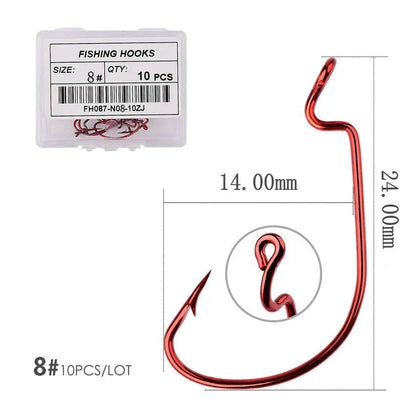 10pcs/ Box Fishing hook Offset 8# - 5/0# crank hook for soft worm bait fishhook crankbait fishing tackle accessories pesca hooks