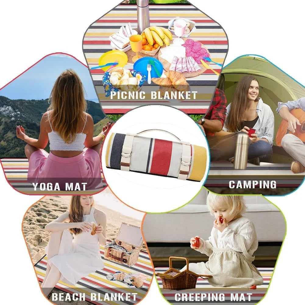 Picnic Blanket Waterproof, Beach Portable with Carry Strap Outdoor Camping Party, Large Foldable Sand Proof for Wet Grass Hiking Wild Frontier Gear LLC