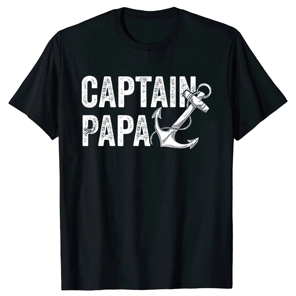 Captain Papa Pontoon Gift Sailor Fishing Boating T Shirts Summer Style Graphic Cotton Streetwear Short Sleeve Birthday T-shirt - Wild Frontier Gear LLC