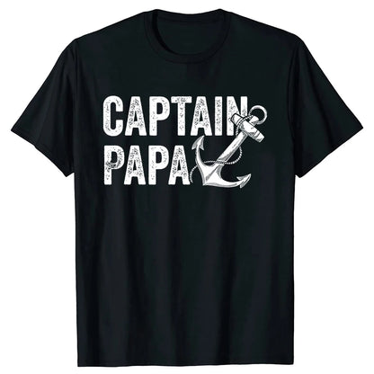 Captain Papa Pontoon Gift Sailor Fishing Boating T Shirts Summer Style Graphic Cotton Streetwear Short Sleeve Birthday T-shirt - Wild Frontier Gear LLC