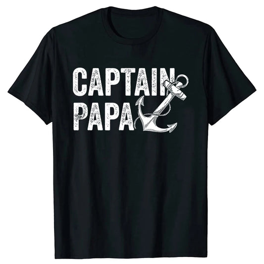 Captain Papa Pontoon Gift Sailor Fishing Boating T Shirts Summer Style Graphic Cotton Streetwear Short Sleeve Birthday T-shirt - Wild Frontier Gear LLC