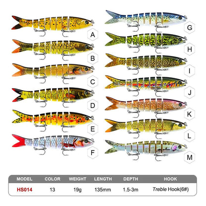 8-Segment Jointed Crankbait Fishing Lures - 10/14cm Sinking Swimbait with Realistic 3D Eyes and Lifelike Motion - Wild Frontier Gear LLC