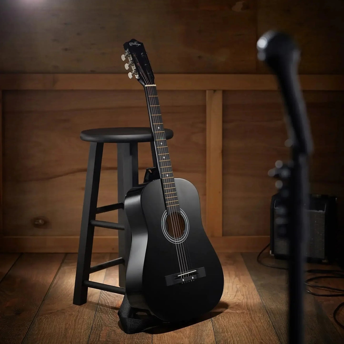 38Inch Beginner Acoustic Guitar Starter Package, Black Wild Frontier Gear LLC