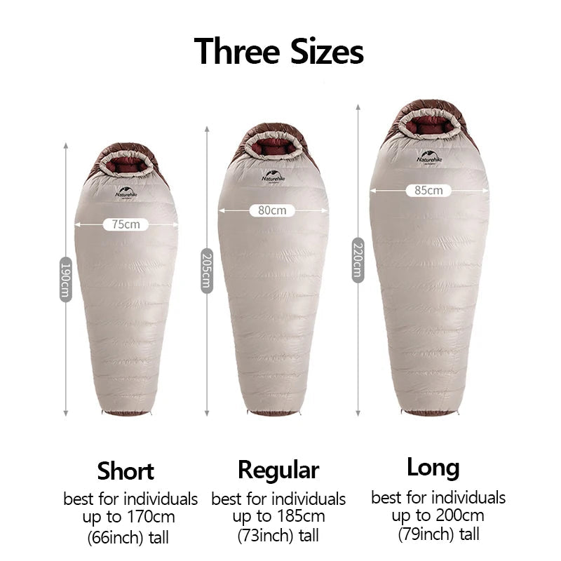 Naturehike Sleeping Bag Ultralight Waterproof Mummy Sleeping Bag SnowBird Duck Down Sleeping Bag Winter Camping Sleeping Bag Wild Frontier Gear LLC