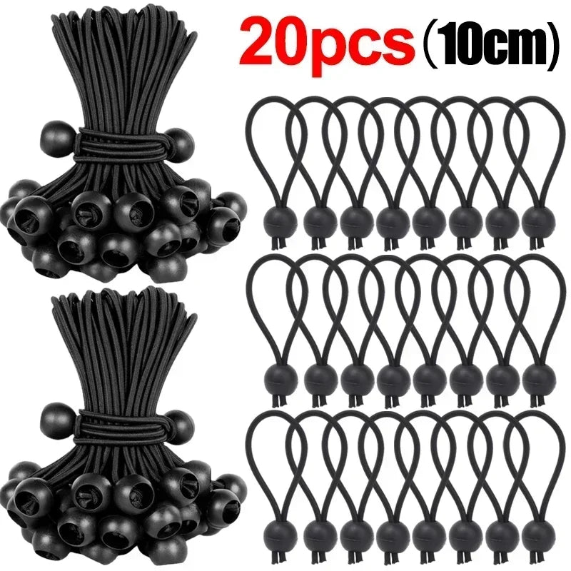 Outdoor Elastic Ball Rope Bungee Cords Portable Tent Fixing Tarpaulin Awning Canopy Heavy Duty Tarp Tie Down for Shelter Cargo Wild Frontier Gear LLC