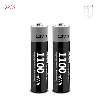 MATOV 1.5V AAA USB Li-ion Rechargeable Battery Aaa 1.5V 1100mWh Lithium Batteries with 4-in-1 Cable for Toys Camera Flashlight Wild Frontier Gear LLC