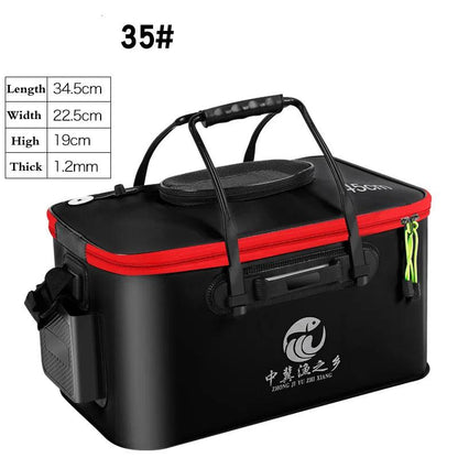 Portable EVA Thicken Waterproof Zipper Fishing Box Portable Folding Bag for Live Fish Bucket, Fishing Tackle with Shoulder Strap - Wild Frontier Gear LLC