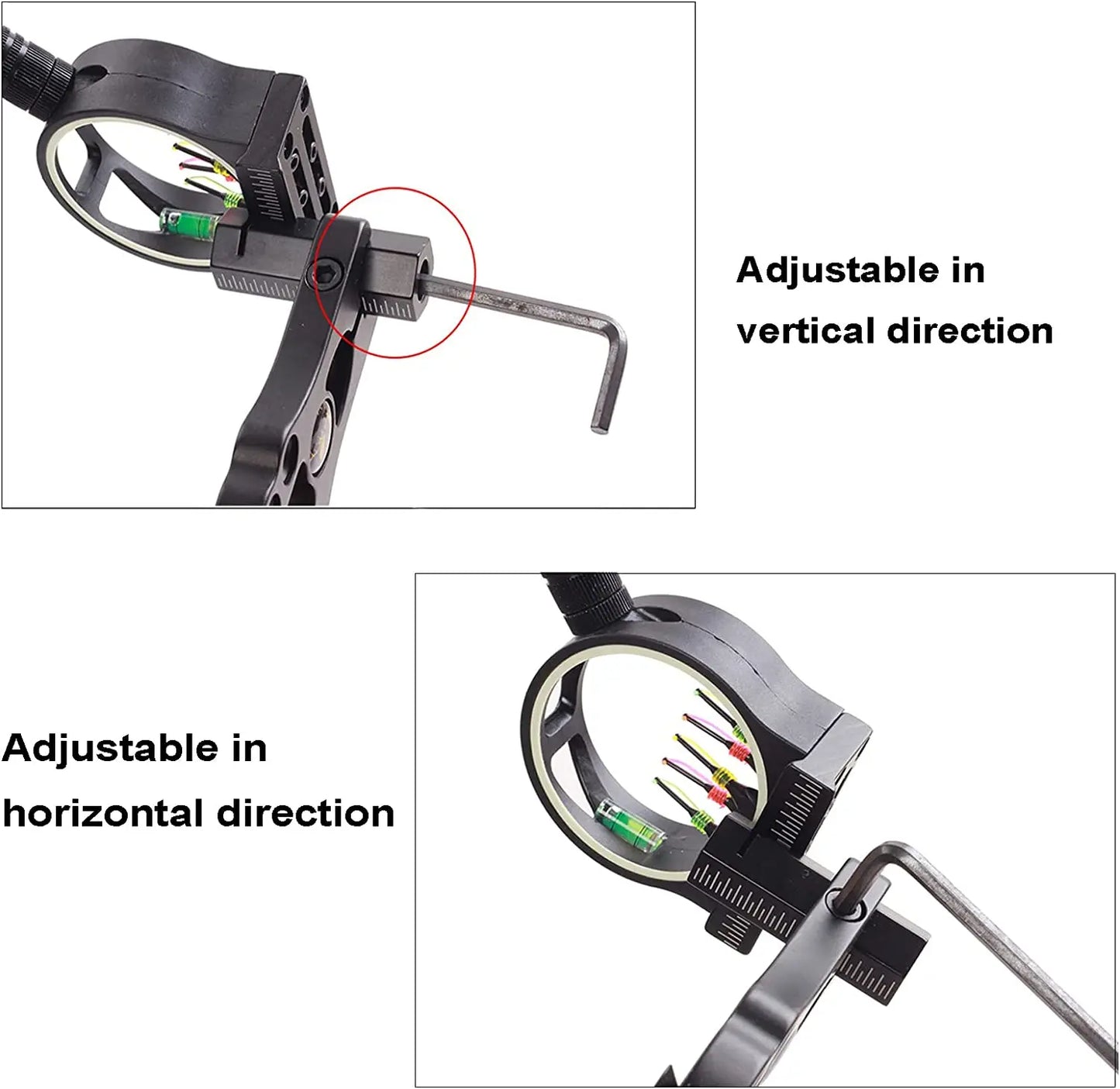 5 Pin Bow Sight 0.029" Fiber Compound Bow Sights with LED Sight Light for Compound Bows Archery Hunting - Wild Frontier Gear LLC