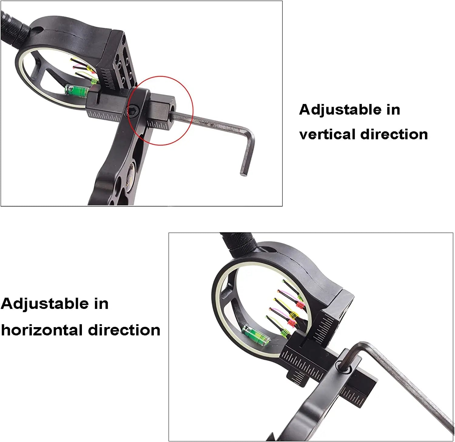 5 Pin Bow Sight 0.029" Fiber Compound Bow Sights with LED Sight Light for Compound Bows Archery Hunting - Wild Frontier Gear LLC