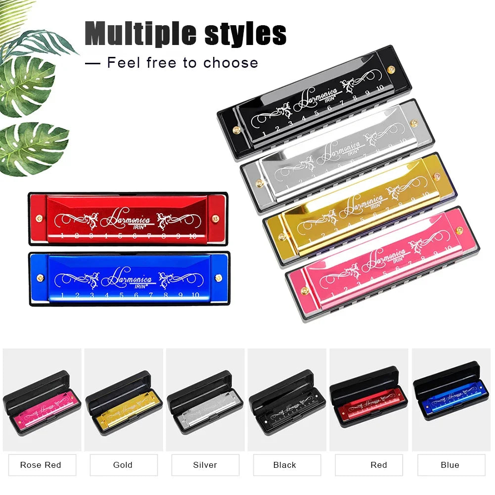 10 Hole 20 Tone Stainless Steel Cover Harmonica C Key Educational Music Harmonica for Beginners/Students/ Teaching/Friends Gift Wild Frontier Gear LLC