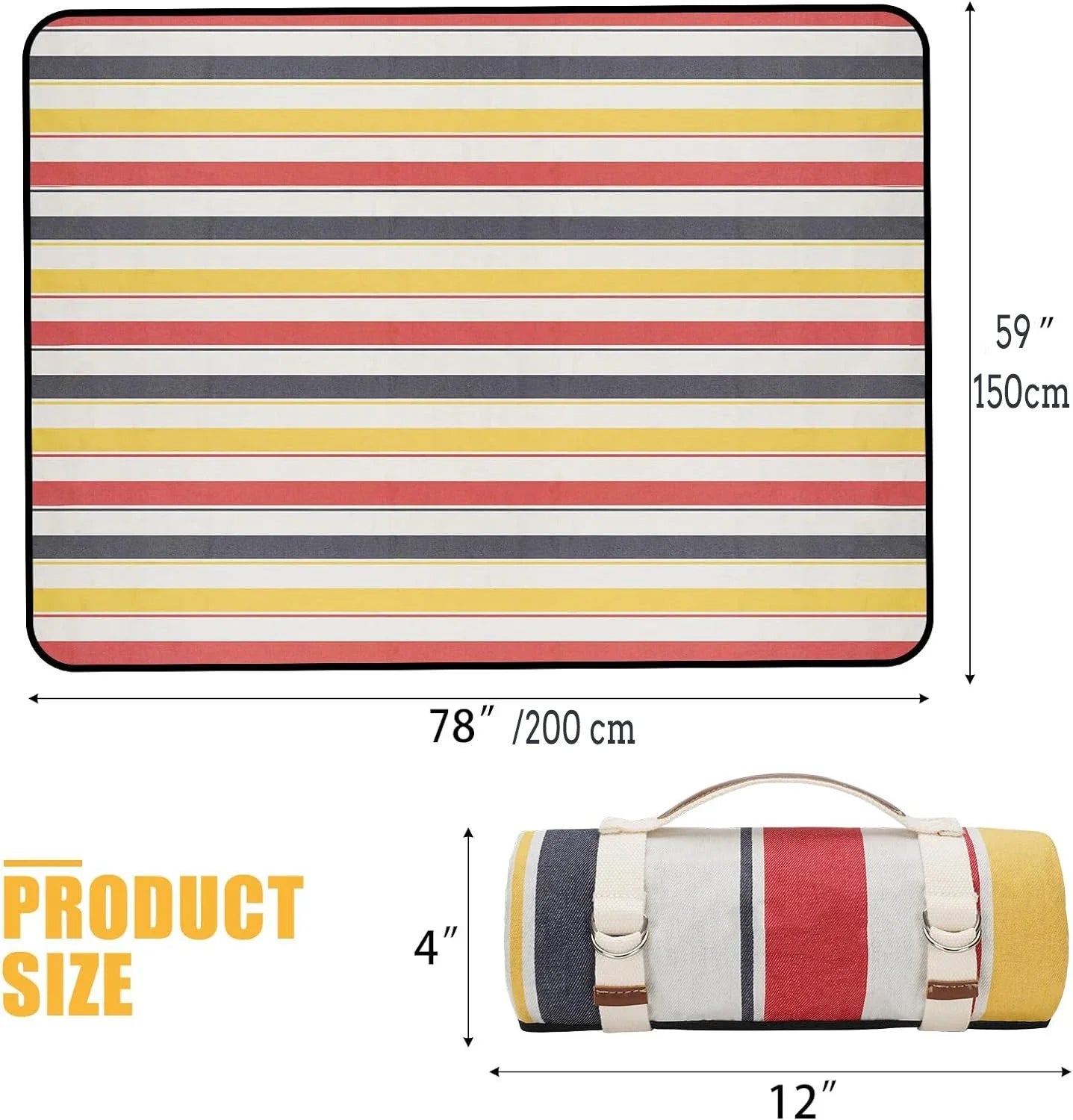 Picnic Blanket Waterproof, Beach Portable with Carry Strap Outdoor Camping Party, Large Foldable Sand Proof for Wet Grass Hiking Wild Frontier Gear LLC
