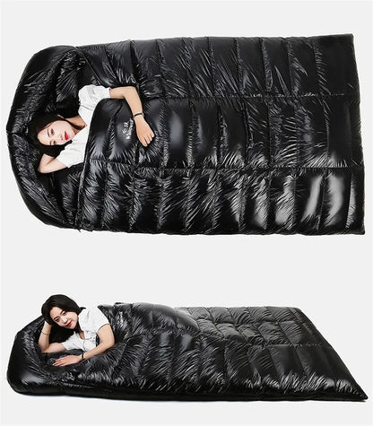 2 Person White Duck Down Filled Camping Or Home Sleeping Bag Thin Suitable For Warm Weather Size 220 X 130cm Large Space