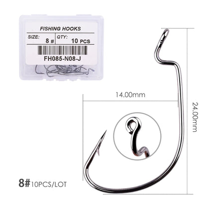 10pcs/ Box Fishing hook Offset 8# - 5/0# crank hook for soft worm bait fishhook crankbait fishing tackle accessories pesca hooks