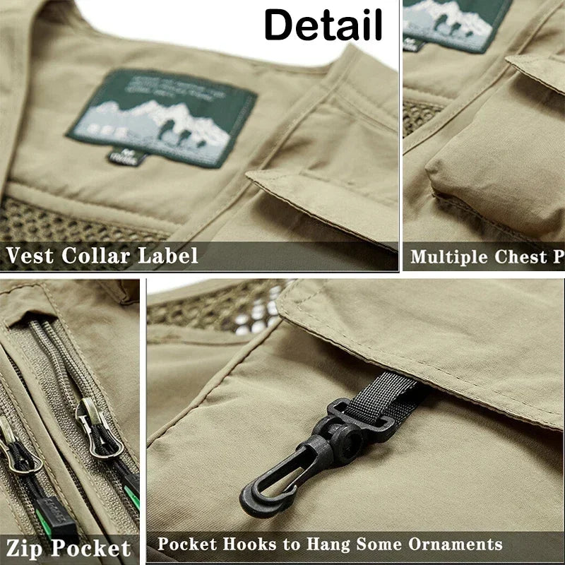 7XL 14 Pockets Summer New Men US Tactical Hiking Fishing Vest Man Photographer Waistcoat Mesh Cargo Sleeveless Jacket Tool Vest - Wild Frontier Gear LLC