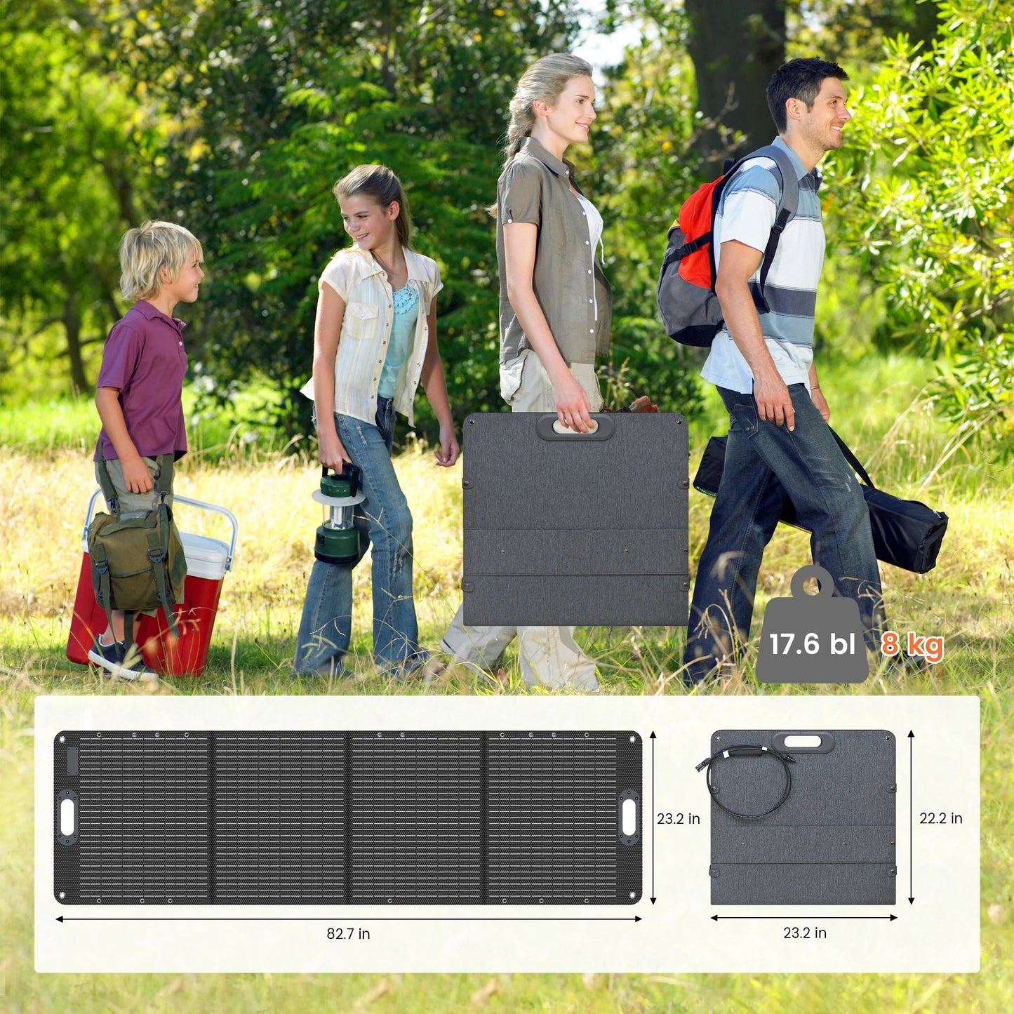 200W ETFE Flexible Foldable Solar Panel 100W Camping Portable Folding Solar Panel Kit High Efficience Travel&Phone&Boat&RV 20.5V Wild Frontier Gear LLC
