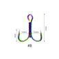 FLYSAND 10Pcs/Box Treble Fishing Hook Stainless Steel Saltwater Freshwater Colourful Rainbow Anchor Three Hooks #4 #6 #8 #10