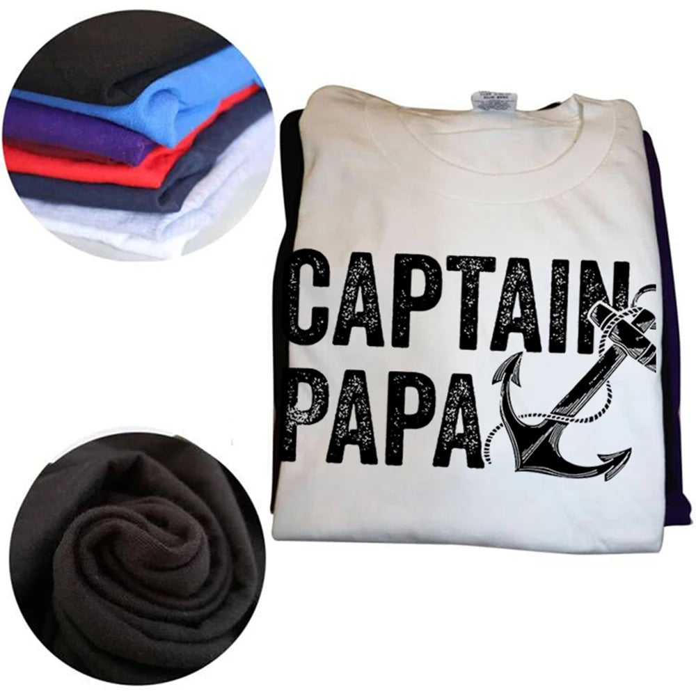 Captain Papa Pontoon Gift Sailor Fishing Boating T Shirts Summer Style Graphic Cotton Streetwear Short Sleeve Birthday T-shirt - Wild Frontier Gear LLC