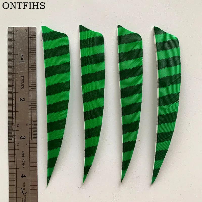 24 Pcs ONTFIHS 4Inch Fletching Arrow Striped Shield Cut Turkey Feather Archery DIY Hunting Accessories - Wild Frontier Gear LLC