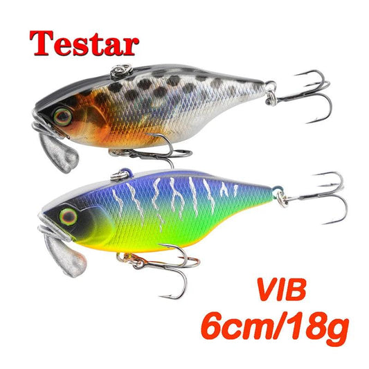 TeStar 60mm 18g Long-Casting Vibration Fishing Lure with 3D Eyes - Artificial Wobbler for Bass and Trout - Wild Frontier Gear LLC