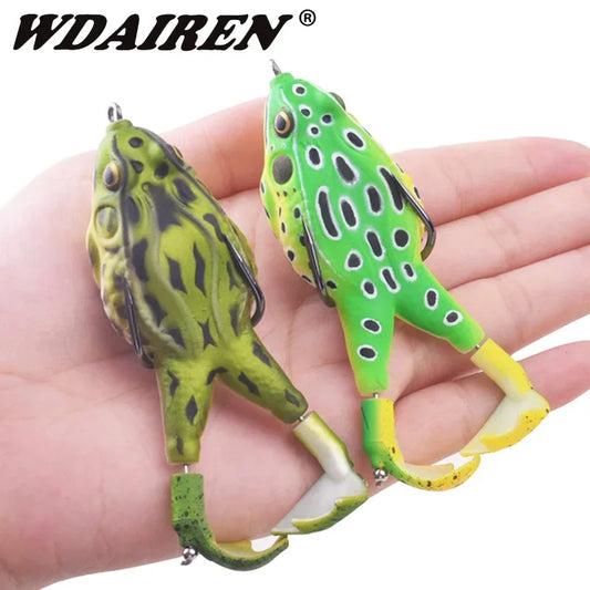 Topwater Silicone Frog Soft Lure 9cm 13.5g Double Propeller Flippers Wobblers Swimbaits Artificial Baits Bass Fishing Tackle