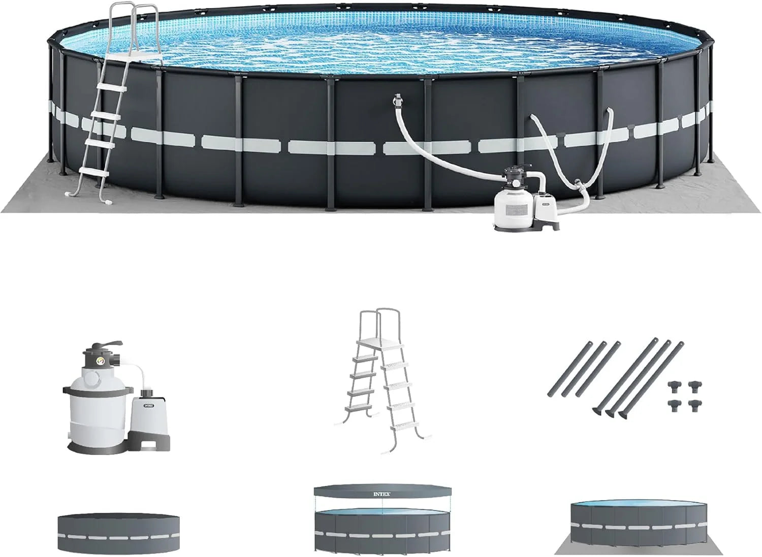 Ultra XTR Deluxe Above Ground Swimming Pool Set, Includes Cartridge Sand Filter Pump, SuperTough Puncture Resistant Wild Frontier Gear LLC