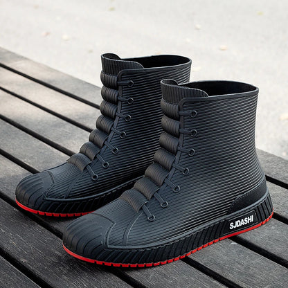 Versatile Casual Short-barreled Waterproof Shoes Men Women Lined With Fleece Warmth Anti-slip Wear-resistant Outdoors Rain Boots - Wild Frontier Gear LLC