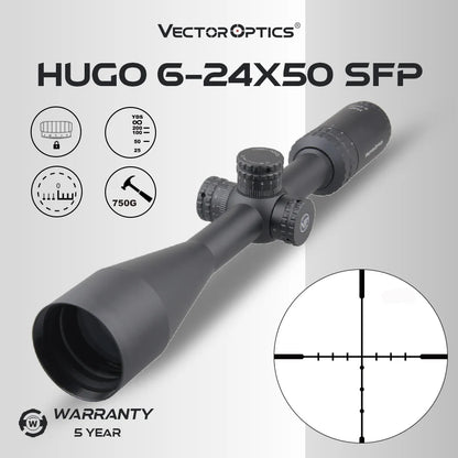 Vector Optics 6-24X50 Sfp Riflescope with Parallax Setting Tactical Sights Hunting Collimator .22Wmr & .308Win 750G Shock Proof
