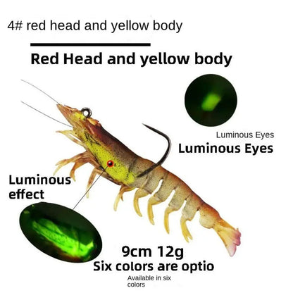 1Pcs Lifelike Artificial Luminescent Shrimp Fishing Lure Fishing Luminous Lures Fishing Bait Hooks 9cm 12g Shrimp Fake Bait