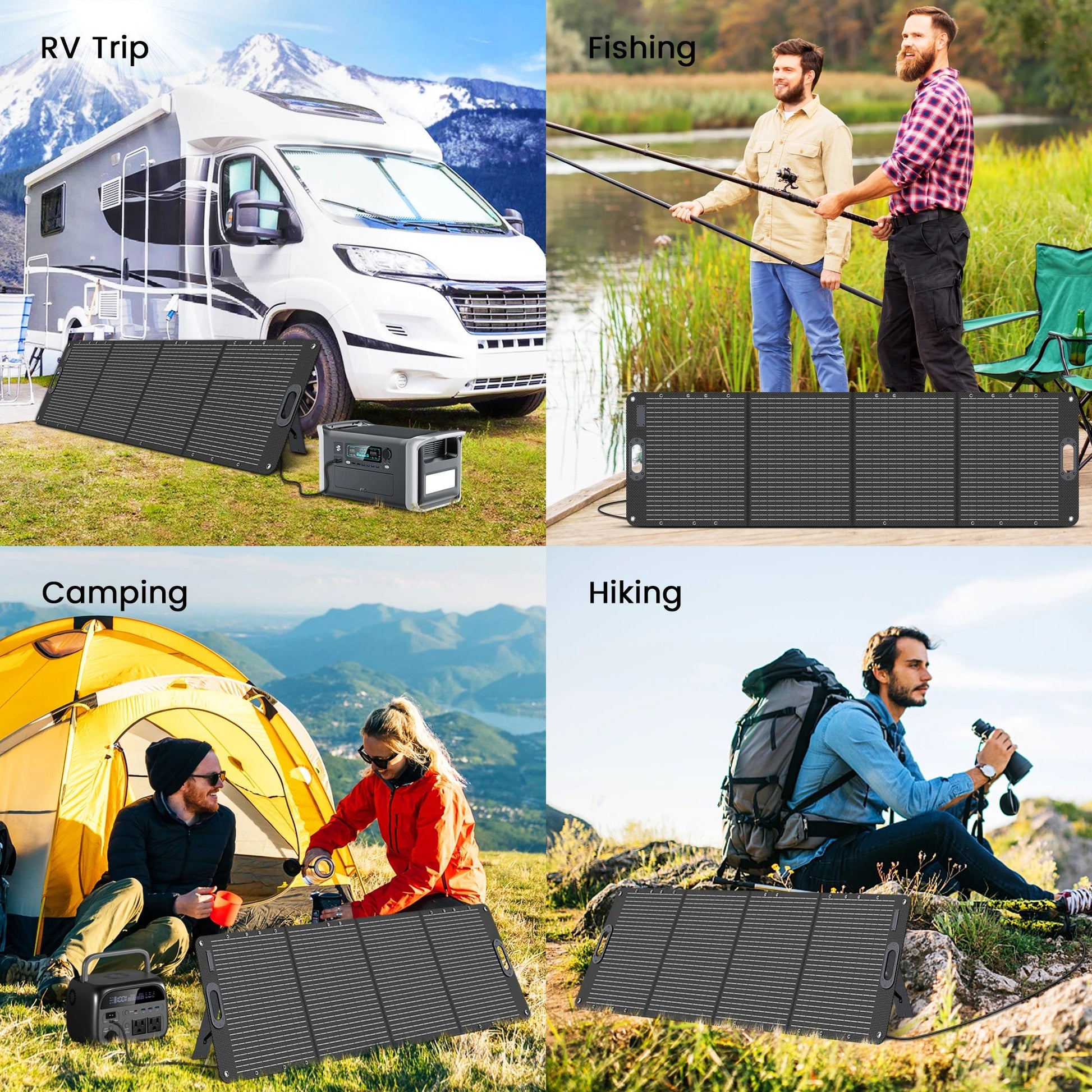 200W ETFE Flexible Foldable Solar Panel 100W Camping Portable Folding Solar Panel Kit High Efficience Travel&Phone&Boat&RV 20.5V Wild Frontier Gear LLC