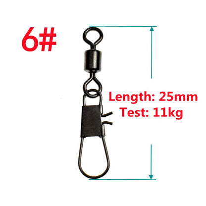 50pcs Fishing Swivels Interlock Snap Pin Ball Bearing Swivel Rolling Solid Rings Connector