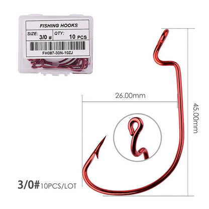 10pcs/ Box Fishing hook Offset 8# - 5/0# crank hook for soft worm bait fishhook crankbait fishing tackle accessories pesca hooks