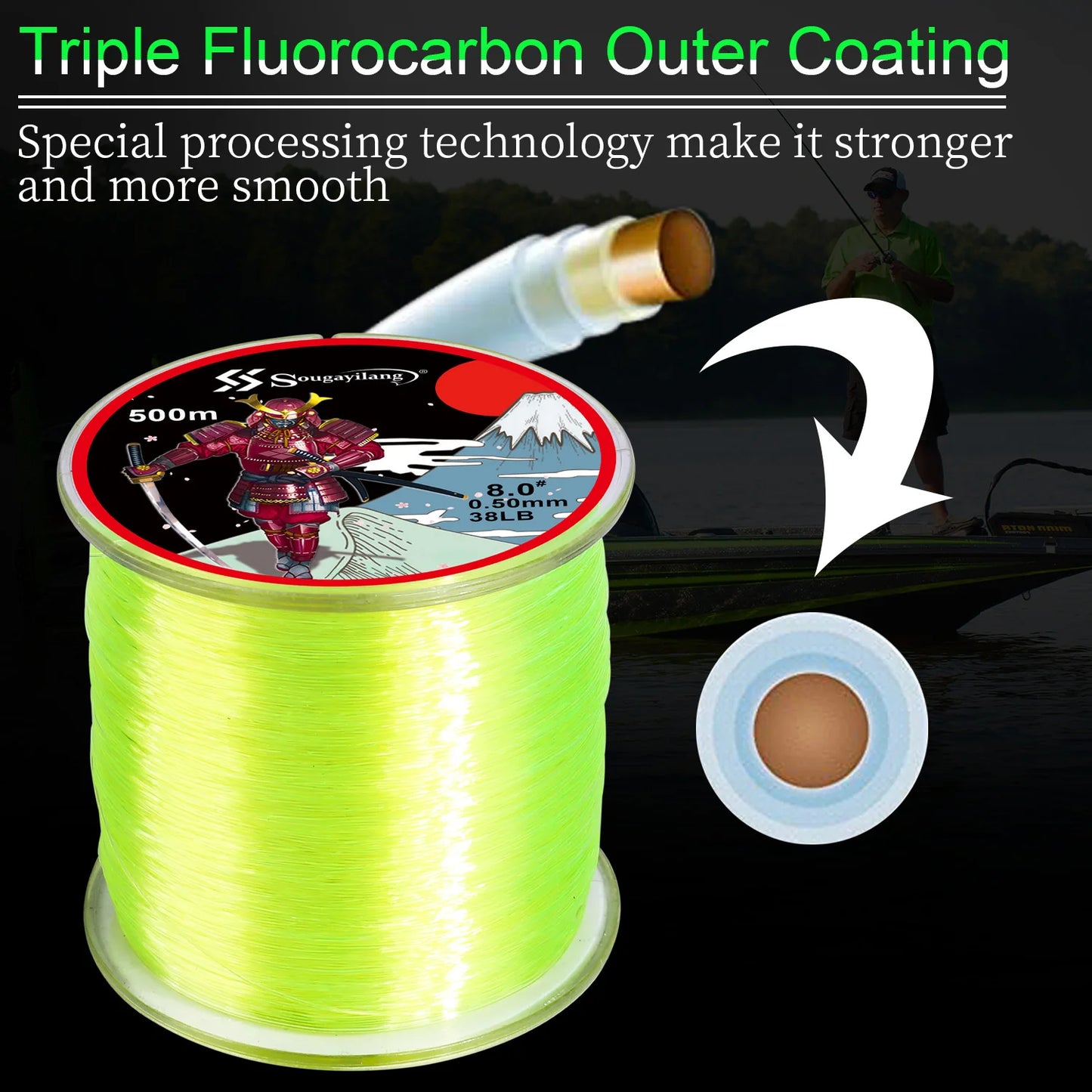 Sougayilang 500M Nylon Fishing Line Made of Japanese Material Strong Line Monofilament for Perch and Carp Fishing Accessories