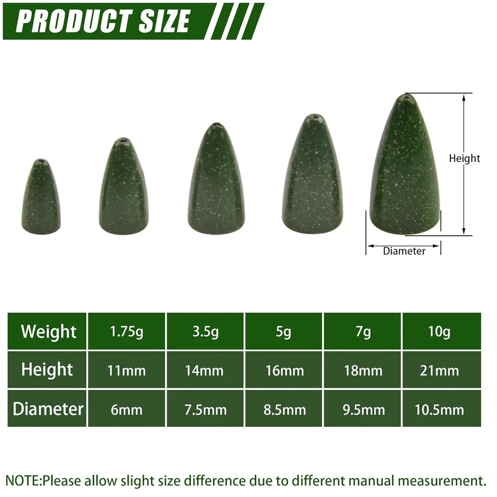 10/15/20Pcs Fishing Weights Sinkers Bullet Shape Worm weight Fishing Sinker for Bass Fishing Texas Rigs Fishing tackle 1.75g~10g Wild Frontier Gear LLC