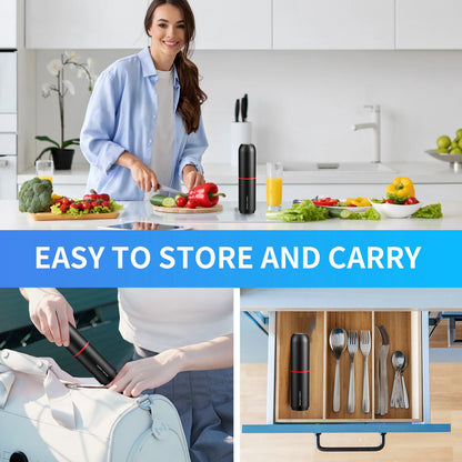 Handheld Vacuum Sealer for Food Storage – 35kPa Strong Suction, Rechargeable 1200mAh Battery, Includes BPA-Free Vacuum Bags, Win