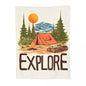 CamperVan Knitted Blanket Fleece Summer Happy Camper Lightweight Throw Blankets for Car Sofa Couch Bedroom Quilt Wild Frontier Gear LLC