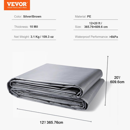 VEVOR Heavy Duty Tarp 16 Mil Thick  Waterproof Tear Proof Poly Plastic Tarps Cover  Multi-Purpose Outdoor Tarpaulin for Truck Wild Frontier Gear LLC