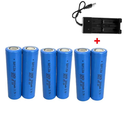 2000mah 18650 Rechargeable Battery with Charger 3.7V Li-ion Batteries for Electric Pointer Doorbell Flashlight Lithium Battery Wild Frontier Gear LLC