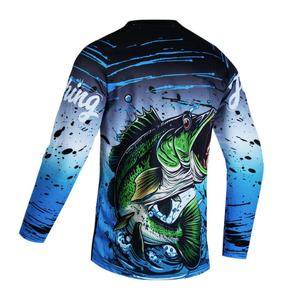 2024 Fishing Shirt Men Summer Outdoor Fishing Clothing Sunscreen Long Sleeve Fish Print Casual Shirts Anti-UV Fishing Shirts - Wild Frontier Gear LLC