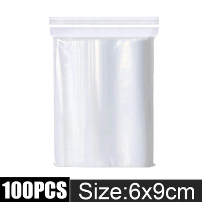 100/1000pcs Thicken Zipper Sealed Bags Clear Plastic Storage Bag for Small Jewelry Food Packing Reclosable Zippers Sealing Pouch