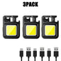 Keychain Light Mini Multifunctional Camping Flashlight USB Rechargeable LED Portable Bright COB Pocket Clip Lantern Outdoor Work