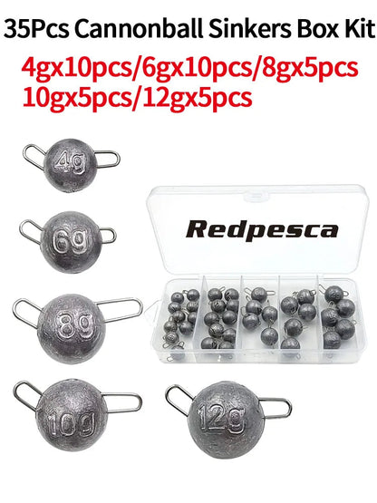 50/40/35 Cannonball Fishing Weights Sinkers Quick Set Up Jig Head Ball Sinker Cheburashka Weight for Bass Trout Pike Perch Pesca Wild Frontier Gear LLC