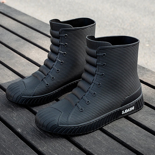 Versatile Casual Short-barreled Waterproof Shoes Men Women Lined With Fleece Warmth Anti-slip Wear-resistant Outdoors Rain Boots - Wild Frontier Gear LLC