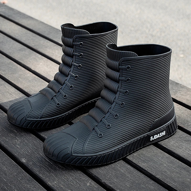 Versatile Casual Short-barreled Waterproof Shoes Men Women Lined With Fleece Warmth Anti-slip Wear-resistant Outdoors Rain Boots - Wild Frontier Gear LLC