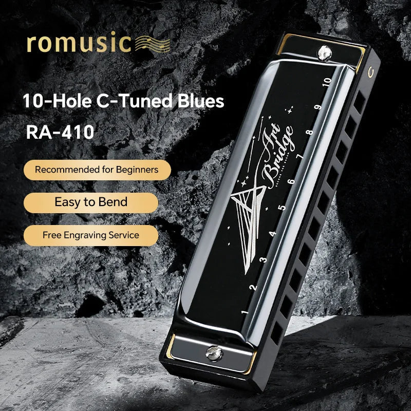 Blues Harmonica Mouth Organ 10 Hole C Key with Case, Diatonic Harmonica for Professional Player, Beginner, Students gifts, Adult Wild Frontier Gear LLC