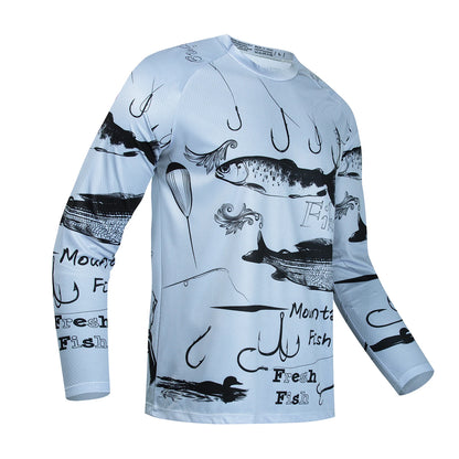 2024 Fishing Shirt Men Summer Outdoor Fishing Clothing Sunscreen Long Sleeve Fish Print Casual Shirts Anti-UV Fishing Shirts - Wild Frontier Gear LLC