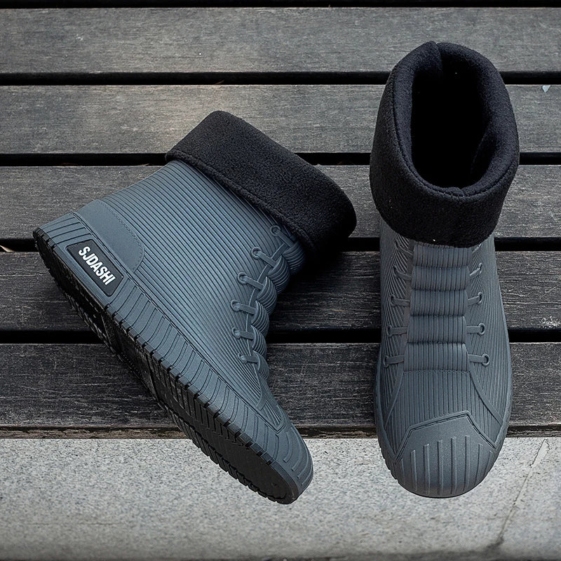 Versatile Casual Short-barreled Waterproof Shoes Men Women Lined With Fleece Warmth Anti-slip Wear-resistant Outdoors Rain Boots - Wild Frontier Gear LLC