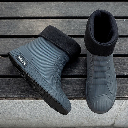 Versatile Casual Short-barreled Waterproof Shoes Men Women Lined With Fleece Warmth Anti-slip Wear-resistant Outdoors Rain Boots - Wild Frontier Gear LLC
