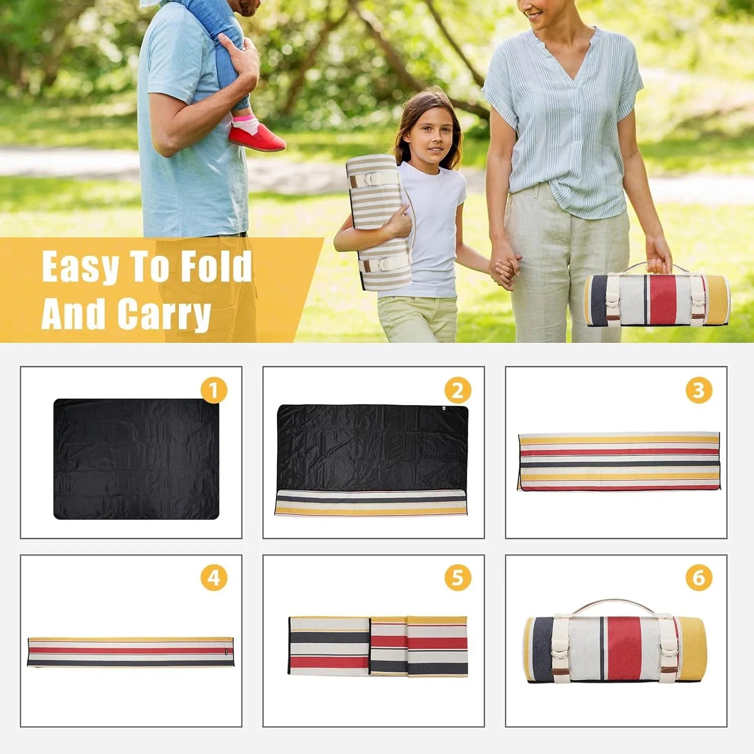 Picnic Blanket Waterproof, Beach Portable with Carry Strap Outdoor Camping Party, Large Foldable Sand Proof for Wet Grass Hiking Wild Frontier Gear LLC