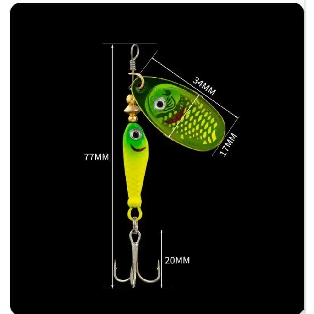 1pcs Rotating Metal Spinner Fishing Lures 9.1g 7cm Sequins Iscas Artificial Hard Baits Crap Bass Treble Hook Tackle Accessories Wild Frontier Gear LLC