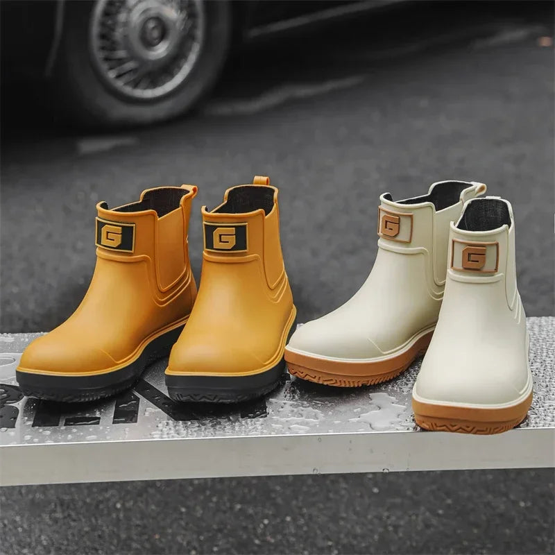 Rain Boots Men Anti-slip Wear-resistant Plush Fashion Kitchen Autumn Winter New Rain Shoes Ankle Women Waterproof Shoes - Wild Frontier Gear LLC